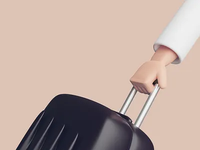 Bye - Ulysse 3d blender branding caracter design hand hollidays illustration suitcase