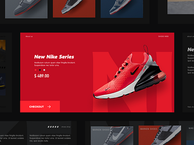 Shoes Shop Web Kit animation app black white black and red branding clean colour design nike shoes shoes shoes design shoes web kit ui ux web