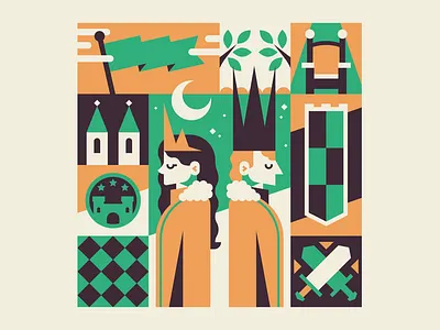 The Royal Court castle character character design fantasy flat illustration king minimal royal vector