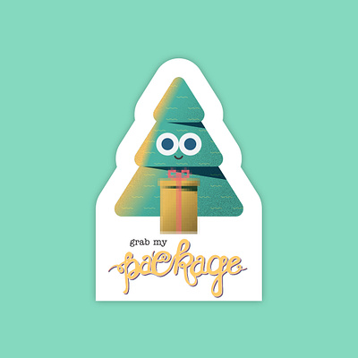 Grab my package christmas christmas tree holiday humor illustration illustrator stickers