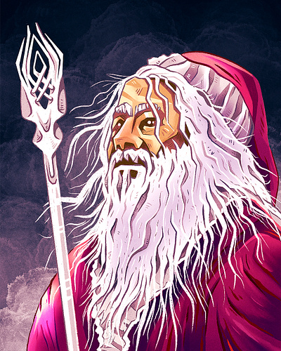 "Santalf" is coming 😀🎅 character characterdesign funny gandalf illustration lord of the rings portrait procreate santa xmas