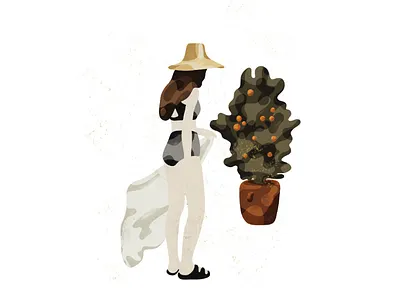 Woman and orange drawing fashion female feminine girl illustration natural orange plant shape simple woman