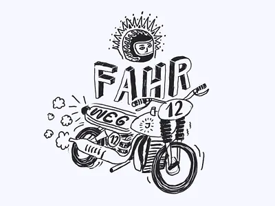 Wake & Sketch 03 bike coffee letter lettering morning motor quick race raw sketch symbol