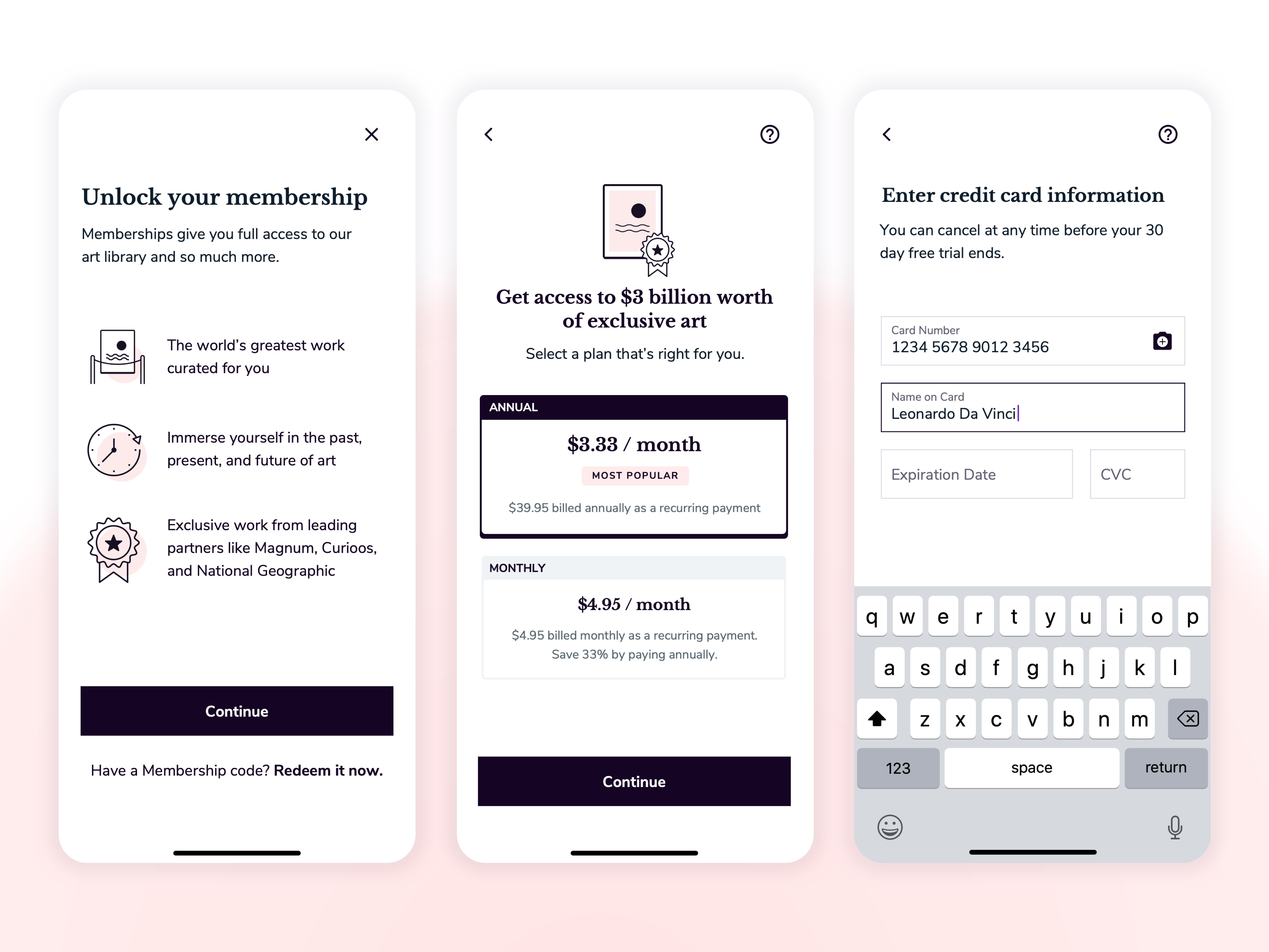 Subscription UI by Rachel Keenan on Dribbble