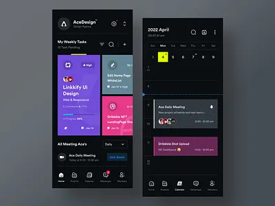 Task Management App - Dark Version 🔥🤘 app clean dark design mobile project management roadmap task task app task management timeline trend ui uidesign uiux