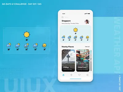 365 DAYS UI CHALLENGE | DAY 037/365 | WeatherApp 365daysuichallenge concept dailyui037 design mobile app singapore sky ui uiux ux weather app