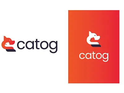Catog Puns Logo animals animals logo cat cat logo dog dog logo illustration logo design negative space negative space logo negativespace puns