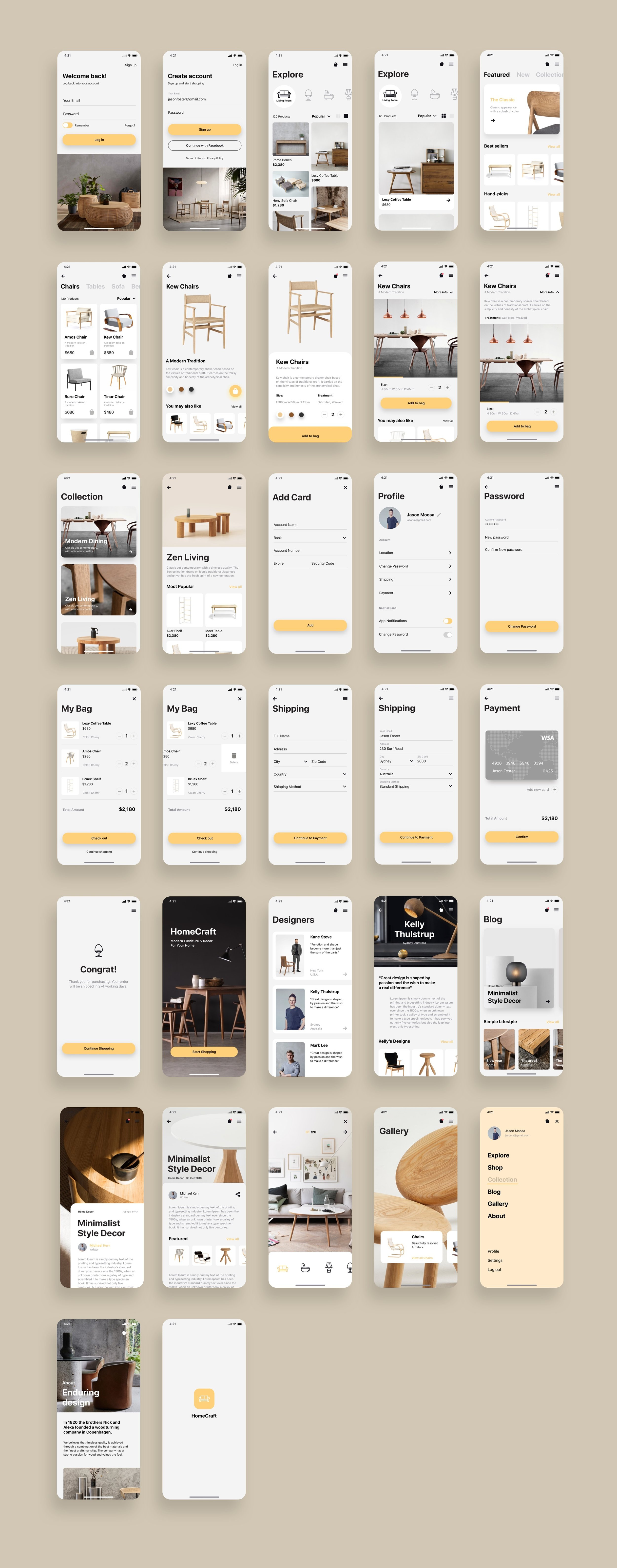 Example of Furniture Mobile App Full Preview
