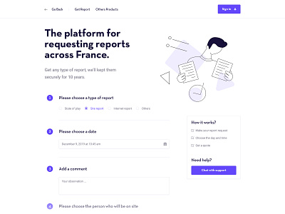 Homepage Form Report form homepage illustrations report request ui uidesign webdesign