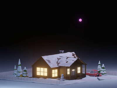 Happy New Year!! 3d animation eevee fireworks house illustration lowpoly render texture