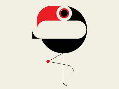 Red-Billed Peckerhead abstract design bird black design geometric illustration red vector art