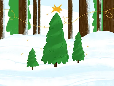Winter ❄️ Morning character christmas christmas card design flat forest illustration nature peaceful snow winter