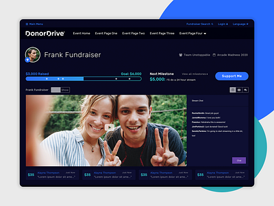 Dark Mode Theme charity dark mode dark theme donate donor gamer gaming gradient live stream live streaming non profit site streaming thermometer web web design website