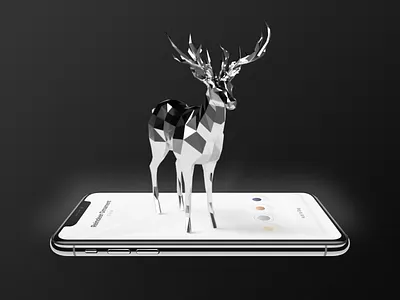 Metallic Deer 3d dark digital metallic silver ui
