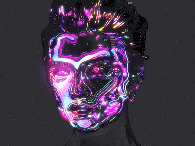 Wavy Portrait abstract abstract art abstract design artwork colorful glow glowing gradient illustration iridescent klarens minimal poster poster art retro star vivid wave waves wavy