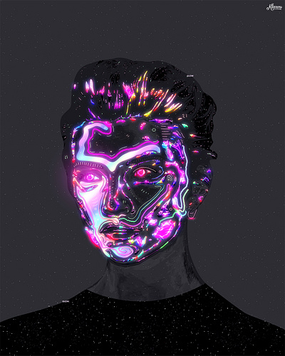 Wavy Portrait abstract abstract art abstract design artwork colorful glow glowing gradient illustration iridescent klarens minimal poster poster art retro star vivid wave waves wavy