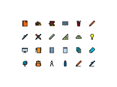 School Icon Set design filled icon filled line icon icon design icon set icon sets iconography icons icons design icons pack icons set iconset illustrator