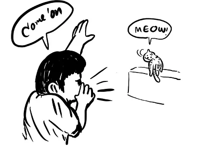 Another version of “call” call calling cat meow pet petter