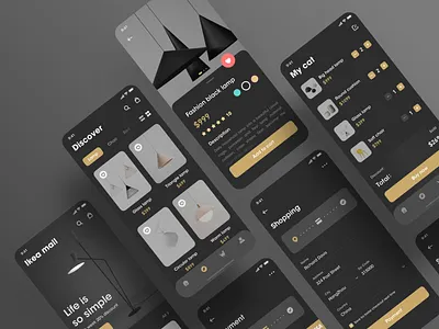 Furniture e-commerce app app dark dark app dark mode dark theme dark ui design electricity furniture furniture app furniture design furniture store icon mobile mobile design mobile ui ui ux