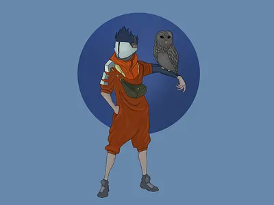 Boy with owl boy illustration owl