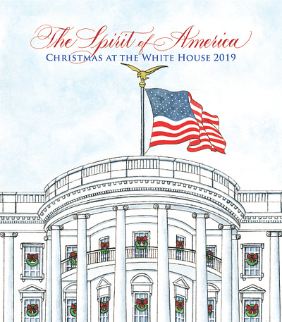 Christmas at the White House 2019 architecture christmas hand drawn history illustration painting realism watercolor white house