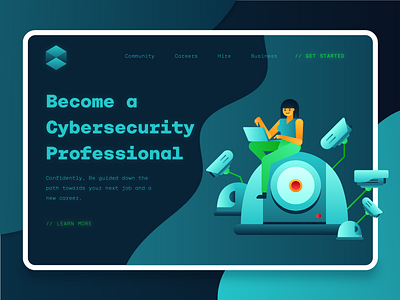 Cybersecurity Landing Page 2 2d blockchain cctv cybersecurity encryption fintech flat flat illustration flatdesign hacking icon landing page modern programming security technology ui ui design uiux vector