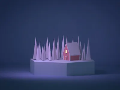 Winter Night #1 b3d blender3d lowpolyart