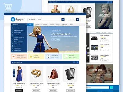 Shopping Store website design 2020 blue clean cloth colorfull ecommerce elegant fashion illustrator latest online shopping shopping bag shopping store sketch store summer ui uidesign website