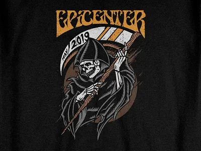 Death Comes apparel artwork bodilpunk clothing death drawing festival grim reaper illustration merchandise skull tattoo