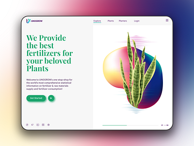 UNOGROW Mockup blurred flat fresh gradient landing page design login screen material design minimal plant typography ui design vibrant