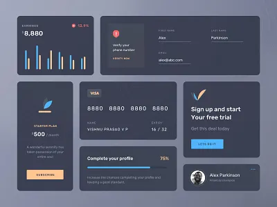 Card UI Elements 2020 app cards cards ui dark ui debut design elements freebie icon layout minimal typography ui ui design ui kit ux vector vlockn web