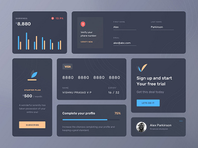 Card UI Elements 2020 app cards cards ui dark ui debut design elements freebie icon layout minimal typography ui ui design ui kit ux vector vlockn web