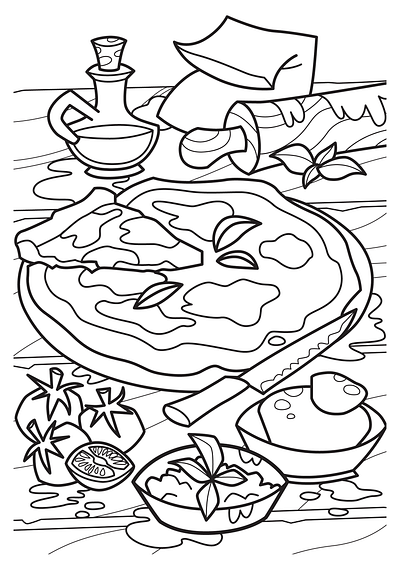 Pizza - coloring book coloring book coloring page illustration italy photoshop pizza vector