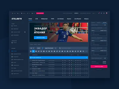 Betting platform analytics bet bets bookmaker dark ui dashboad design events football sport statistics ui ux web design