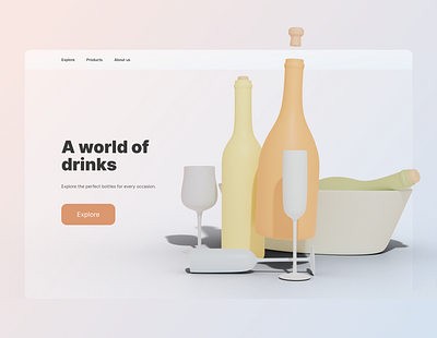 Bottles landing page 3d design illustration landing page ui ux web website