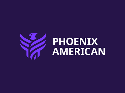 Phoenix American - Approved Logo Design animal logo app icon brand design brand identity branding corporate eagle eagle phoenix financial logo fly fly air space identity identity design identity designer logo logo design logo designer logotype purple symbol