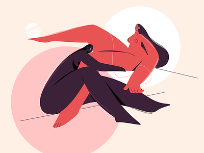 Twofaced 2d abstract body character characters design flat girl illustration naked procreate procreateart shape texture vector