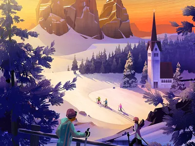 Exodus Travels Winter Brochure 2020 environment exodus forest illustration mountain snow sunset travel winter