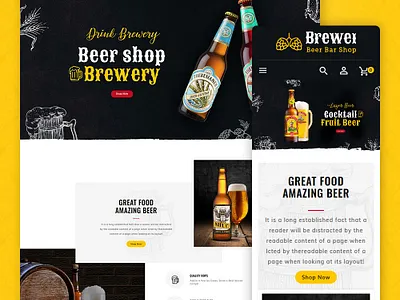 Brewery - Beer Bar & Pub - eCommerce Website Design design responsive templatetrip