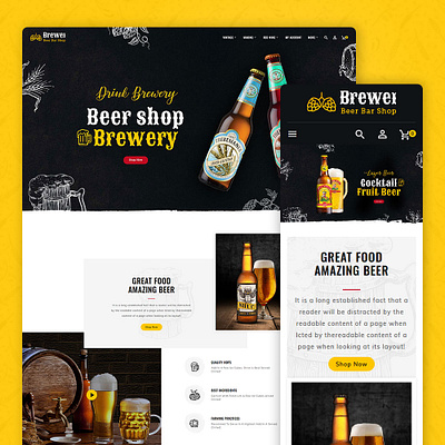 Brewery - Beer Bar & Pub - eCommerce Website Design design responsive templatetrip