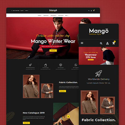 Mango – Fashion Style – eCommerce Responsive Website Design boutique ecommerce fashion mango opencart prestashop shopify templatetrip themes woocommerce wordpress