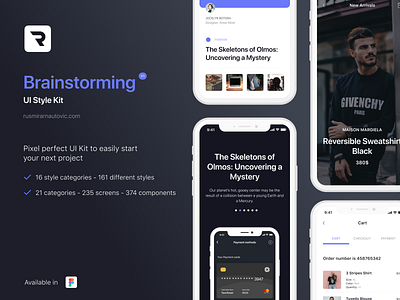 Brainstorming UI Style Kit - Free download accounts analytics app design design freebie design library figma figma kit figma template figma ui kit figmadesign flat free ui kit socialmedia ui ux