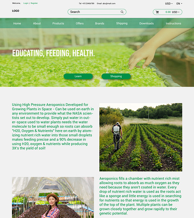 HYDROPONIC WEBSITE DESIGN. app design ecomerce landing design landingpage mobile app mobile app design mobile ui psd mockup ui uiux uiux design uiux designer uiuxdesign uiuxdesigner ux web webdesign website website design