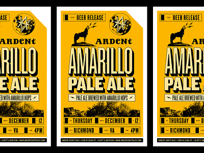 Ardent Amarillo Poster beer coyote craftbeer desert lightning moon poster wolf