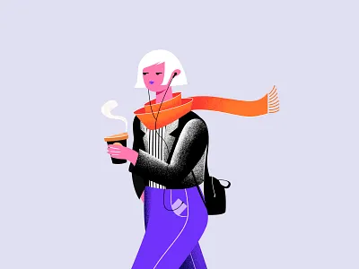 Casual look artwork autumn casual charachter character concept coffee cold color design digitalart fashion flat girl illustration