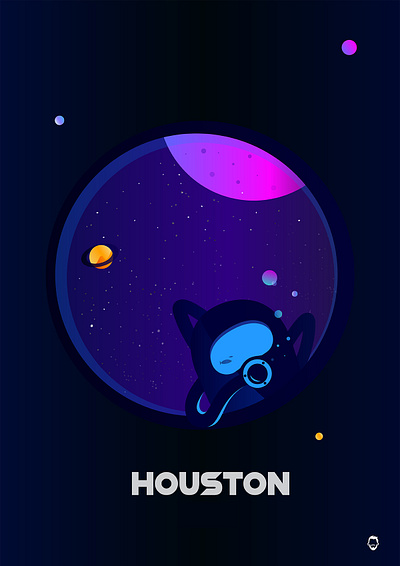 Houston art astronout hike one illustration illustration design moon space spaceman stars vector art