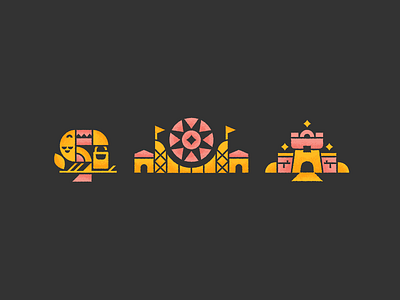 Park Icons amusement park backpack branding brushes castle design ferris wheel icons illustration photoshop textures toucan vector