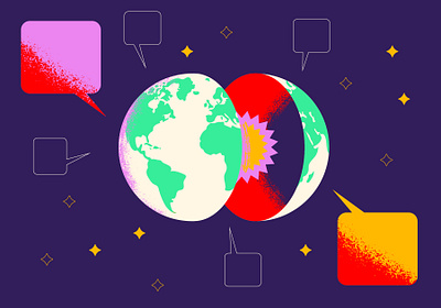 The power of media! art article cute earth editorial explosion illustration illustration design illustrator magic planet simple space texture vector world