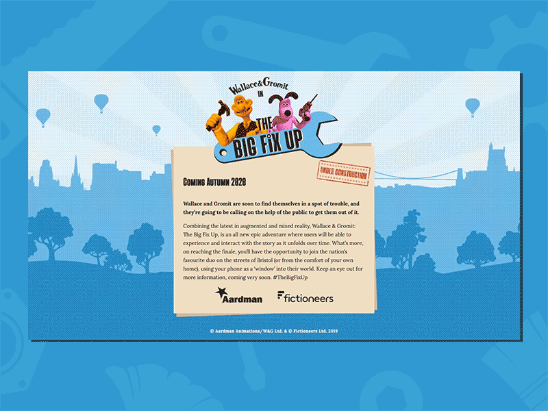 The Big Fix Up: Landing Page big bristol css animation fix gromit landing page parallax retro under construction up wallace