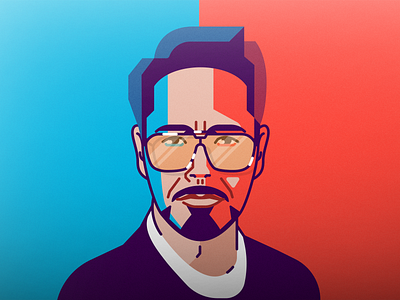 Tony Stark character famous flat geometric illustration ironman vector